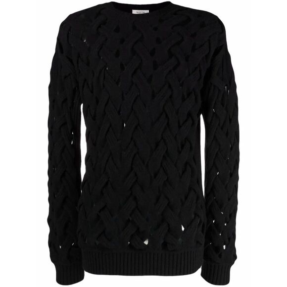 Valentino Garavani Woven Knitted Crew-Neck Jumper